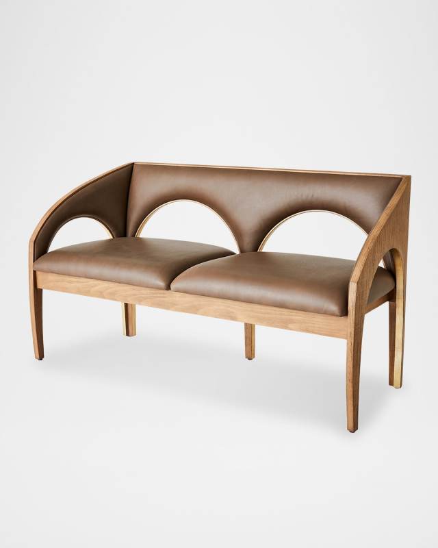 Arches Leather Bench, 54.5"